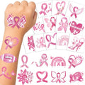 Glitter Breast Cancer Ribbon Temporary Tattoos, 12 Sheets
