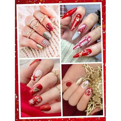 12PCS Christmas Nail Charms, EBANKU 3D Xmas Zircon Charms for Nails Snowflake Christmas Tree Nail Rhinestones Reindeer Metal Nail Art Diamond Gems for Christmas Nail Art Decoration