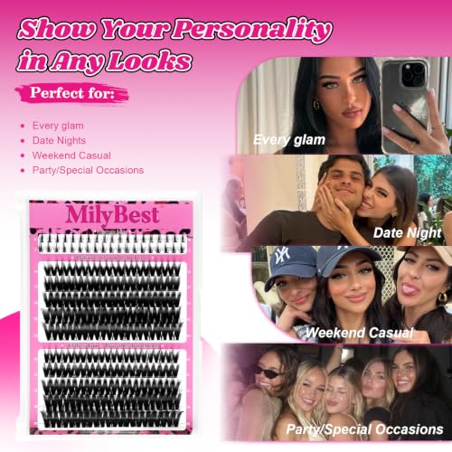 MilyBest Flora Lash Clusters with Spikes (Lashes Only) 10-18mm D-Curl - Natural Wispy to Fairy Glam