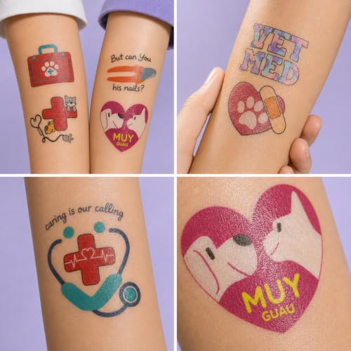 96 PCS Vet Temporary Tattoos for Kids & Adults