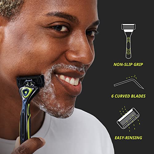DORCO Pace 6 Sport - Six Blade Razor System with Trimmer and Pivoting Head (2 Replacement Handles Only (No Blades))
