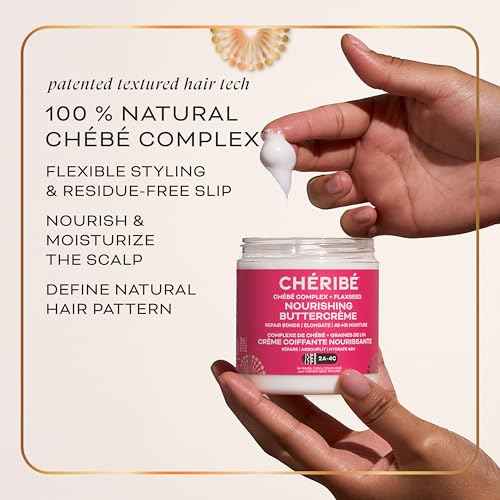 Cheribe Flexible Styling Buttercreme with 100% Chebe Complex + Flaxseed, Lightweight Moisturizer + Curl Styler For All Hair Textures 2A-4C & Porosities, Sulfate Free, 8.5 oz