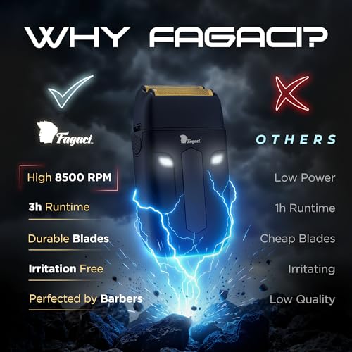 Fagaci Double Foil Shaver for Men ? Electric Shaver with Close Shaving, No Irritation, Professional Barber Foil Shavers 8500 RPM High Torque, 3H Battery, Mens Razor for Face, Easy Clean