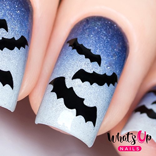 Whats Up Nails - Bats Vinyl Stencils for Halloween Nail Art Design (1 Sheet, 20 Stencils)