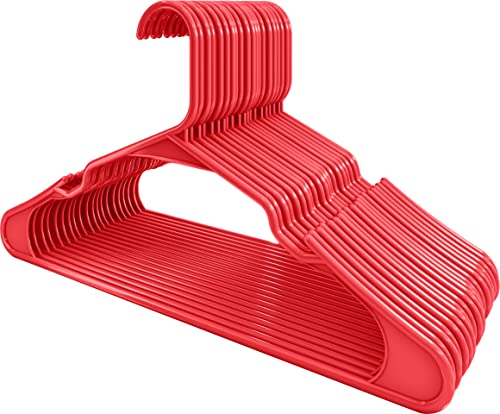 Utopia Home Clothes Hangers 30 Pack - Plastic Hangers Space Saving - Durable Coat Hanger with Shoulder Grooves (Red)