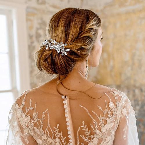 Silver Rhinestone Hair Comb (2 Pack) - Bridal Crystal Comb