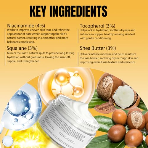 Moisturizer Cream Face Cream with 4% Niacinamide, 3% Tocopherol, Ceramides Boosts Skin Barrier for All Skin Types (3.53oz/100g)