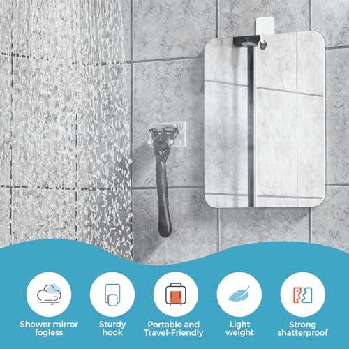 Fogless Shower Mirror 6.7x5.5" Anti-Fog Shaving Mirror