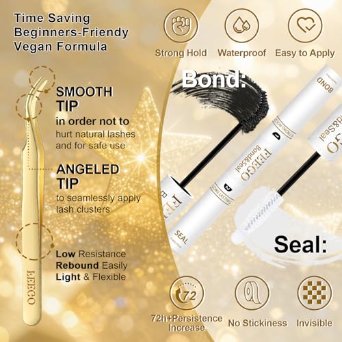 FEEGO Eyelash Extensions Kit Lash Clusters DIY Lash 280pcs 9-16mm Individual Lashes Clusters 20D 30D D Curl Eyelash Extension Kit Individual Lashes, Lash Bond, Seal Glue, Remover (2030D Charming Kit)