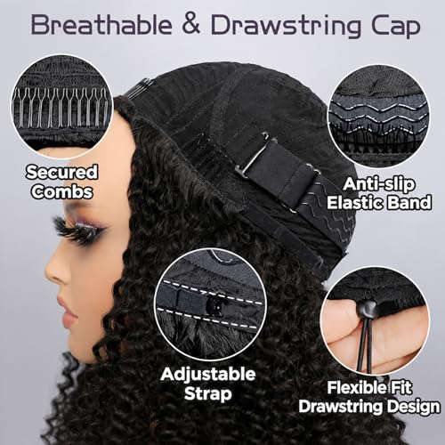 Wavymy 12" Half Wig Human Hair Glueless Water Wave 180 Density