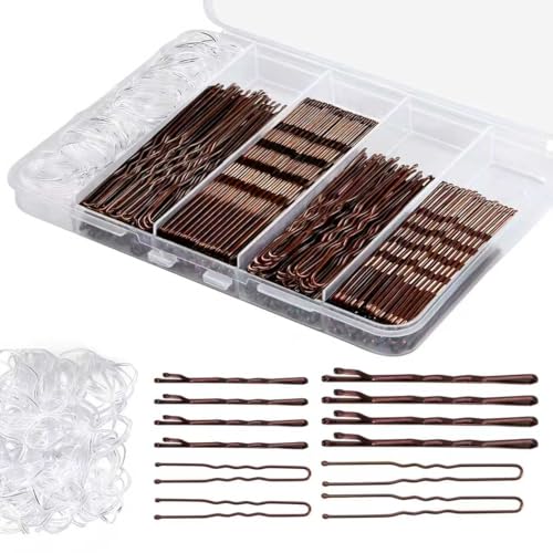 300 Pcs Hair Pins & Elastic Bands Hair Styling Kit with Storage Box