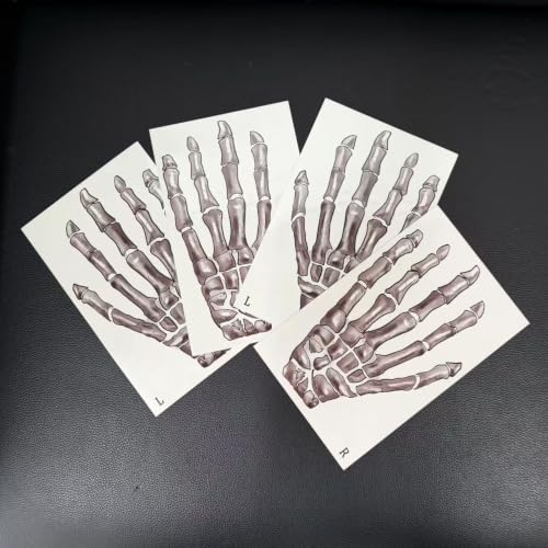 Skeleton Hand Temporary Tattoos - 4 Pairs, Waterproof