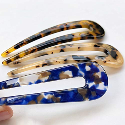 Tortoise Shell Hair Forks U Shape Updo Pins 4.3" 3 Pack