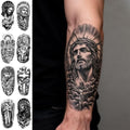 8 Sheets Waterproof Temporary Tattoo Stickers - Religious & Floral Designs