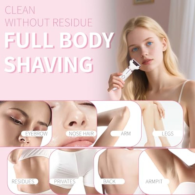 2026 Electric Razor for Women Men,4 in 1 Ladies Wet & Dry Body Razors and Facial Hair Remover,Rechargeable LED Display Hair Removal Kit for Nose Face Body Bikini Hair (Multicolor Pink)