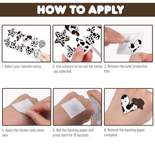 110 PCS Cow Print Temporary Tattoos Party Favors