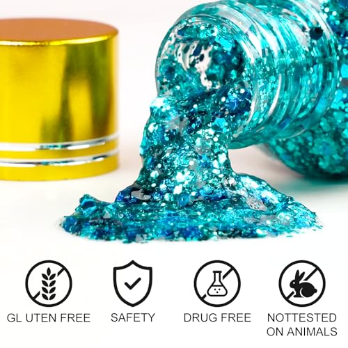 Body Glitter Gel Set - 6 Colors Shimmer Makeup for Face & Hair