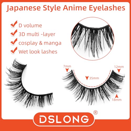 10 Pairs Wet Look Manga Lashes 18mm D Curl 3D Fluffy