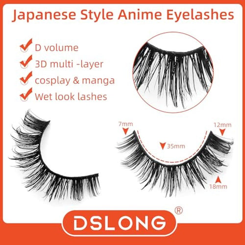 10 Pairs Wet Look Manga Lashes 18mm D Curl 3D Fluffy
