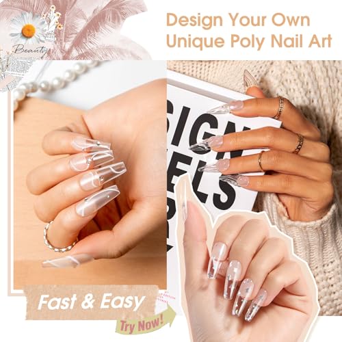 ROSALIND Clear Poly Nail Gel Kit - 2-Pack 2oz Extension Builder Gel Set