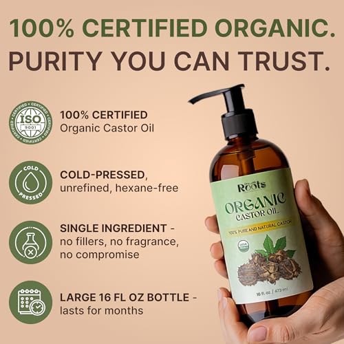 Organic Cold-Pressed Castor Oil with Vitamin E - 16 fl oz