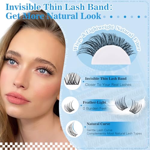 Natural Wispy Lash Clusters - Ultra-Thin Band 8-16mm