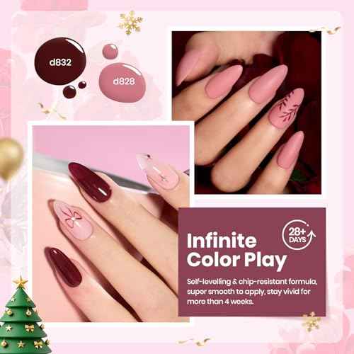 Beetles Burgundy Purple Gel Nail Polish Set - 6 Color Winter Purple Maroon Mauve Plum Gel Polish Kit, Soak Off UV LED Nail Gel for Autumn Manicure Nail Art Gifts for Women