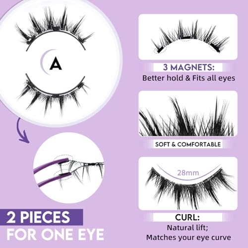 B&Q Magnetic Eyelashes with Applicator - 2 Pairs, Comfortable & Reusable