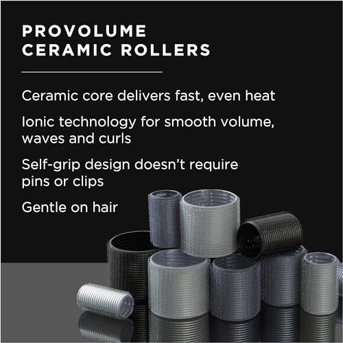 Fromm ProVolume 3" Self-Grip Ceramic Ionic Thermal Hair Rollers, 2 Count, Large Salon Quality Hair Curlers for Long Hair and Curtain Bangs