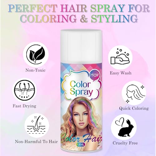 Temporary Hair Color Spray - Washable, 7 Colors, 120ML