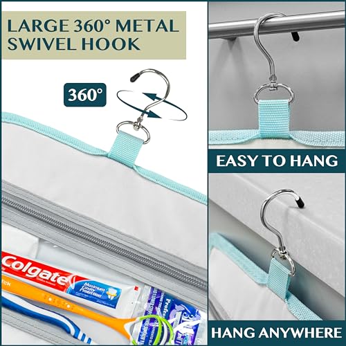 PAVILIA Travel Hanging Toiletry Bag for Women Men, Large Capacity Makeup Bag Kit, Waterproof Cosmetic Storage Organizer Case for Bathroom Shower