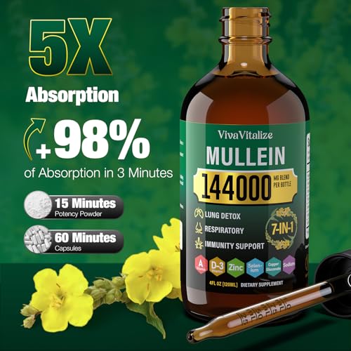 Mullein Drops for Lung Health - 144000mg Herbal Extract