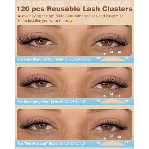 EYDEVRO Natural Self Adhesive Eyelashes Wispy Self Adhesive Lash Clusters No Glue Needed Eyelash Clusters Pre-glued Individual Lashes Up-graded 3.0 Self Adheisive Strip Strong Hold for 48+ Hours
