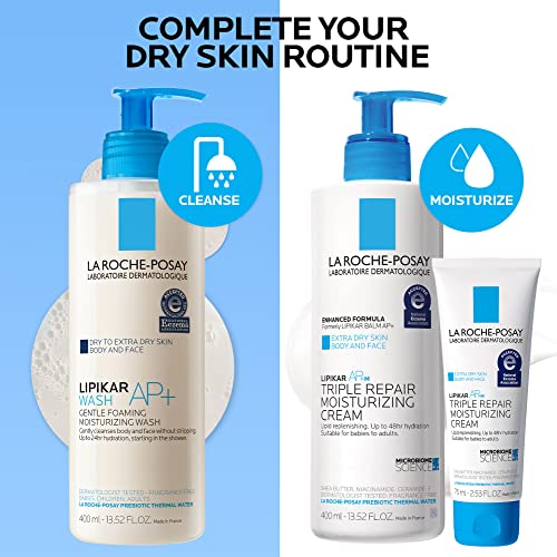 La Roche-Posay Lipikar AP+ Triple Repair Moisturizing Cream | Face & Body Lotion For Dry Skin | Shea Butter & Niacinamide Moisturizer | Gentle Face & Body Cream For Dry, Rough & Sensitive Skin