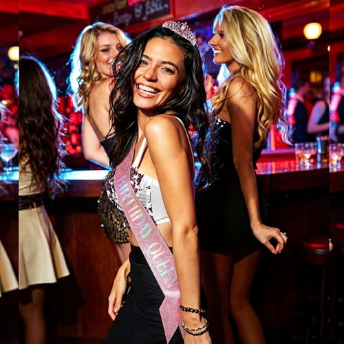 Birthday Queen 3-Piece Set: Crown, Sash & Pink Heart Glasses