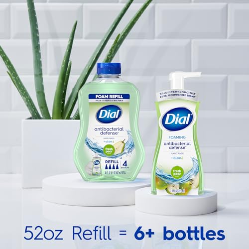 Dial Antibacterial Foaming Hand Soap Refill with Aloe - Fresh Pear Scent, 52 Fl Oz