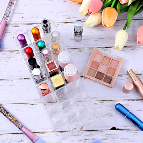2 pcs Rollerball Perfume Organizer, 48 Spaces Clear Acrylic Perfume Storage Holder Beauty Scent Holder, Makeup Lipgloss Lipstick Display Case