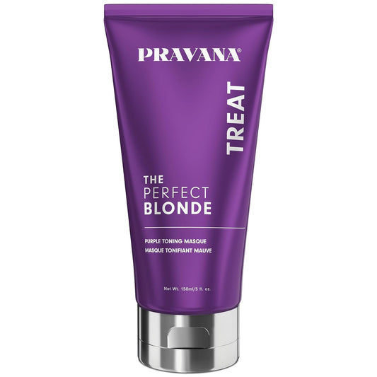 Pravana The Perfect Blonde Purple Toning Masque Treatment | Neutralizes Brassy, Yellow Tones | For Color-Treated Hair | Adds Strength, Shine, Elasticity | Sulfate Free | 5 Fl Oz