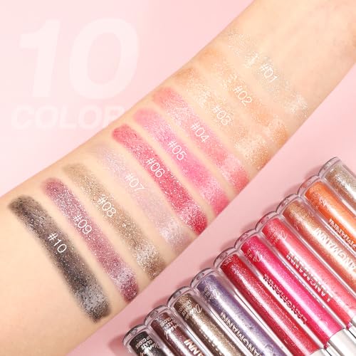 LANGMANNI 10-Color Diamond Glitter Lip Gloss Set