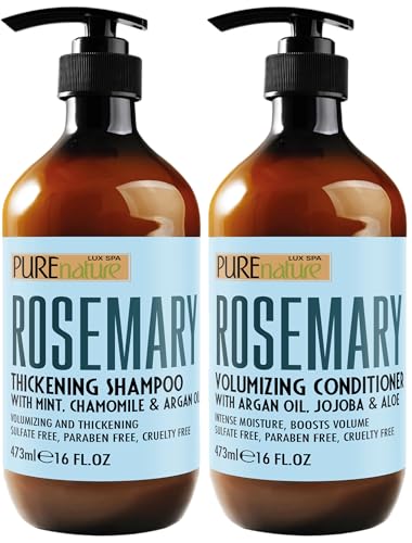 Rosemary Shampoo & Conditioner Set - Sulfate Free Volumizing Care for Thinning Hair