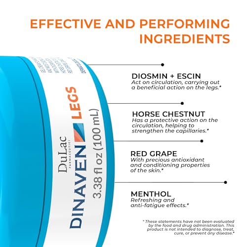 Dulac Dinaven Cooling Gel Cream for Daily Leg Care, 3.38 Fl Oz