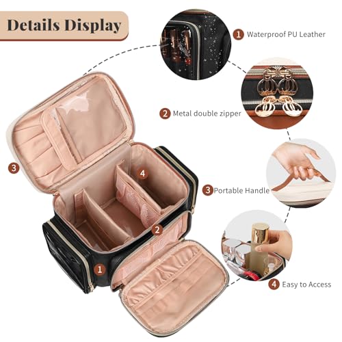 Bagmoly Large Makeup Bag Organizer with Brush Compartment
