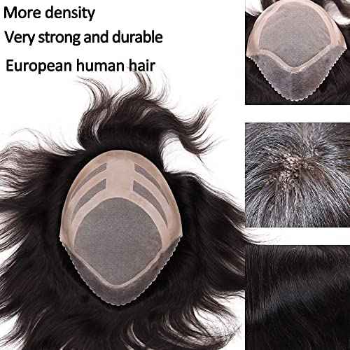 Mens Wigs Toupee for Men European Virgin Human Hair Weave Unit for Man Hair Toupee Mono Lace Top Skin PU Men Hair Replacement System Mens Hairpiece (#18 Dark Blonde Brown Color)