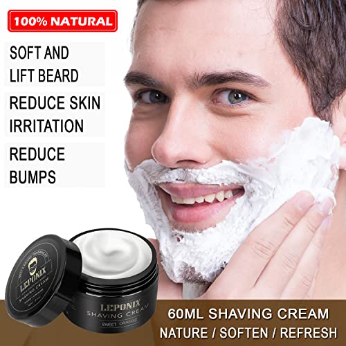 Straight Razor Shaving Kit for Men - 2 Packs Shaving Soap, Straight Edge Razor, Shaving Cream, Brush & Bowl - Unique Gifts Set for Men, Him, Dad - Stocking Stuffers,Father¡¯s Day (Sweat Orange£©