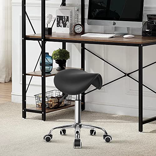 Rolling Saddle Stool with Wheels - Adjustable Height