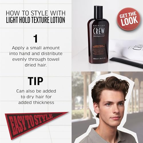 American Crew Men's Hair Texture Lotion, Like Styling Gel with Light Hold & Low Shine, 8.4 Fl Oz | Men's, Like Styling Gel, Low Shine