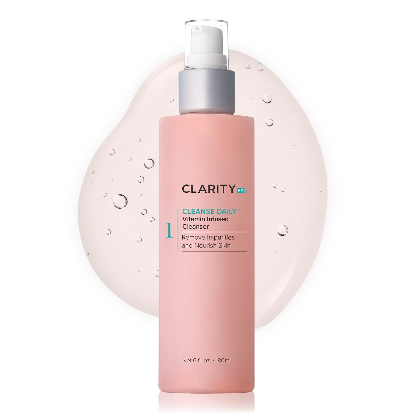 ClarityRx Cleanse Daily Face Wash, 6 Fl Oz, Vitamin-Infused Natural, Plant-Based Moisturizing Facial Cleanser with Vitamins & Antioxidants, Deep Cleansing, No Parabens & Sulfates, All Skin Types