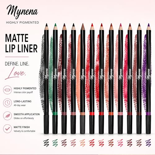 Mynena Orange Red Matte Lip Liner - 12-Hour Waterproof