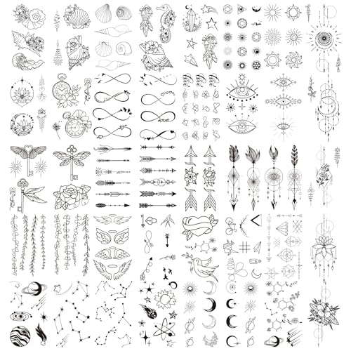 Cerlaza 100 Sheets Temporary Tattoos - 420 Designs, Realistic & Long-Lasting