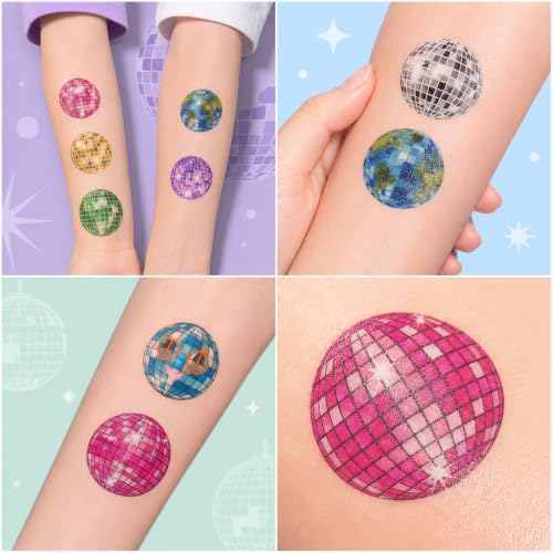 96 Disco Ball Temporary Tattoos for Kids - 70s Party Favors